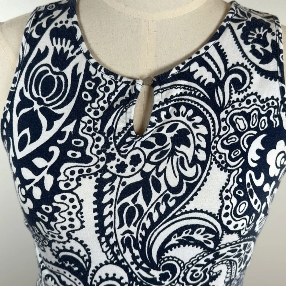Talbot's Navy Paisley and Floral Sleeveless Maxi Dress Size Small Petite - Picture 4 of 9